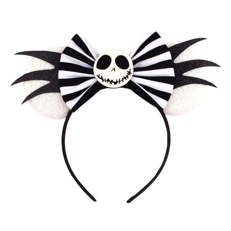 Halloween Mouse Ears Headband Sequins Bow Hairband For Women Featival Party DIY Hair Accessories Boutique