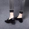 Single Shoes Women's Spring New Flat Bottom Black Square Head First Layer Cowhide Patent Leather Square Buckle Low Top Women's Shoes