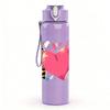 1PC Multi Texture Patch Heart Combo 750ml Color Plastic Sports Water Bottle Leakproof Flip Straw Lid Suitable for Sports Office Home Use
