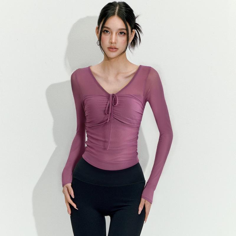 

Women s Long Sleeve Fitness Yoga Top with Chest Pads - 2025 Autumn Sportswear for Running & Pilates Training L