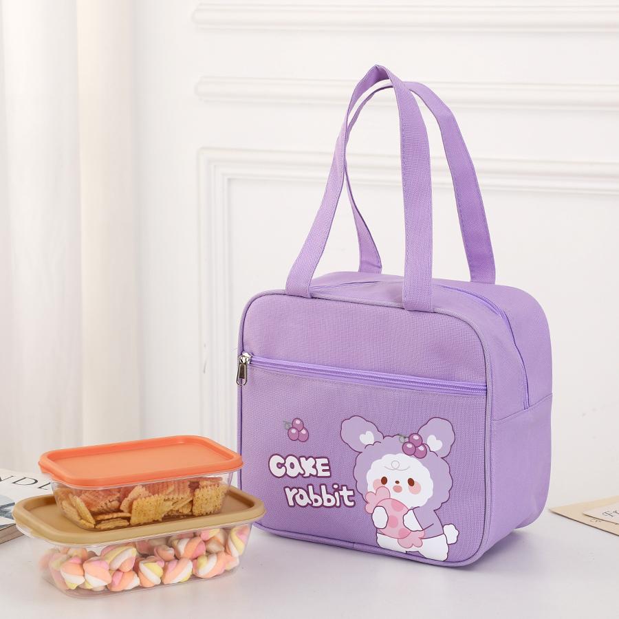 Hand-held Insulated Lunch Box Bag, Waterproof and Oil-proof, Cartoon-style Handbag, Multi-functional Storage Bag