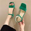 Coarse heeled sandals for women 2025  new one piece buckle strap large shoes mid heel sandals trendy