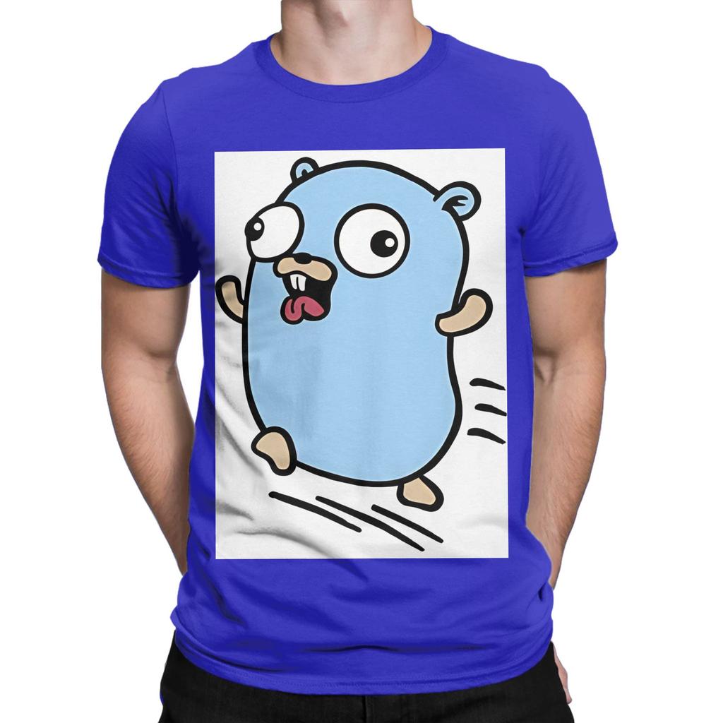 Golang Gopher Blue Novelty 100 Cotton Tshirt Gopher Tops Tees For Unisex