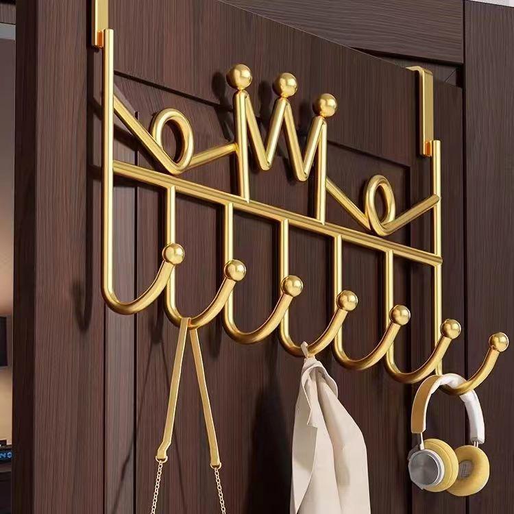 Non-Punch Behind-the-Door Hook Rack for Bedroom, Hall, Entry; Perfect for Clothes, Bags, and Keys