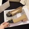 Single shoes women's low-heeled color matching spring and autumn new light-mouth French square head low-heeled women's shoes gentle four-season shoes