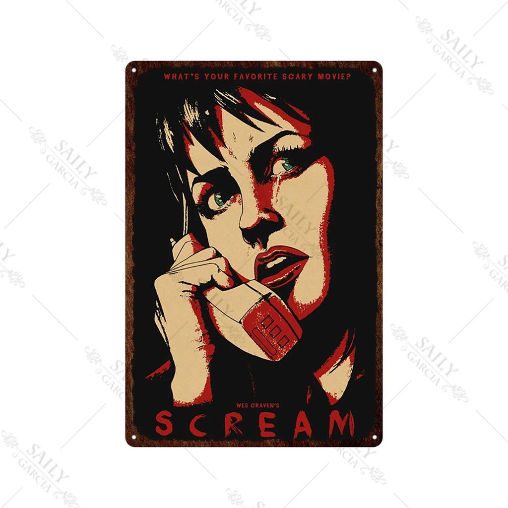 Scream Dead Horror Film Metal Tin Sign Posters Movies American Wall Art Metal Plates Man Cave Pub Bar Sign Metal Decor Plaques