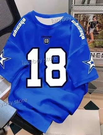 Men's digital print short-sleeved jersey sweatshirt football t-shirt retro casual top men's loose clothing
