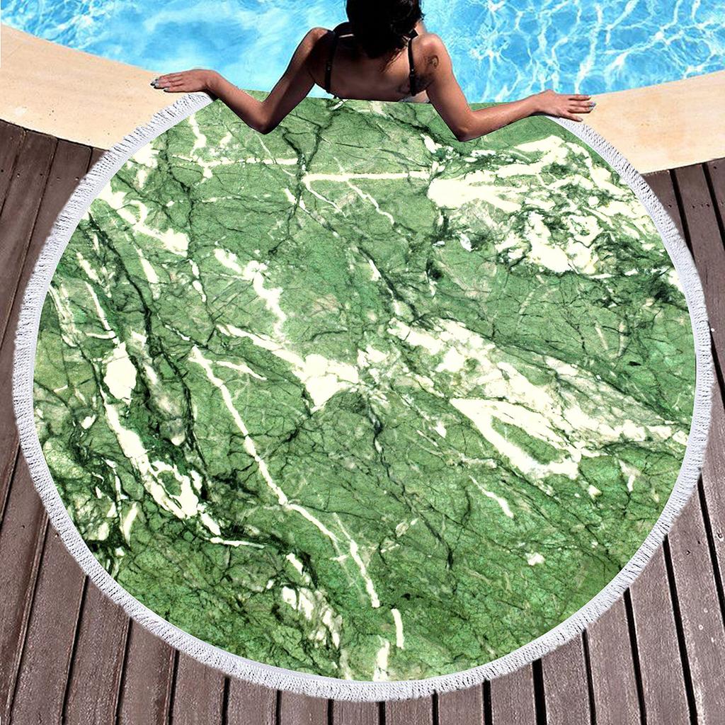 Abstract Marble Round Beach Blanket Microfiber Sand Resistant Beach Throw Towel Absorbent and Quick-drying Pool Towel Picnic Mat