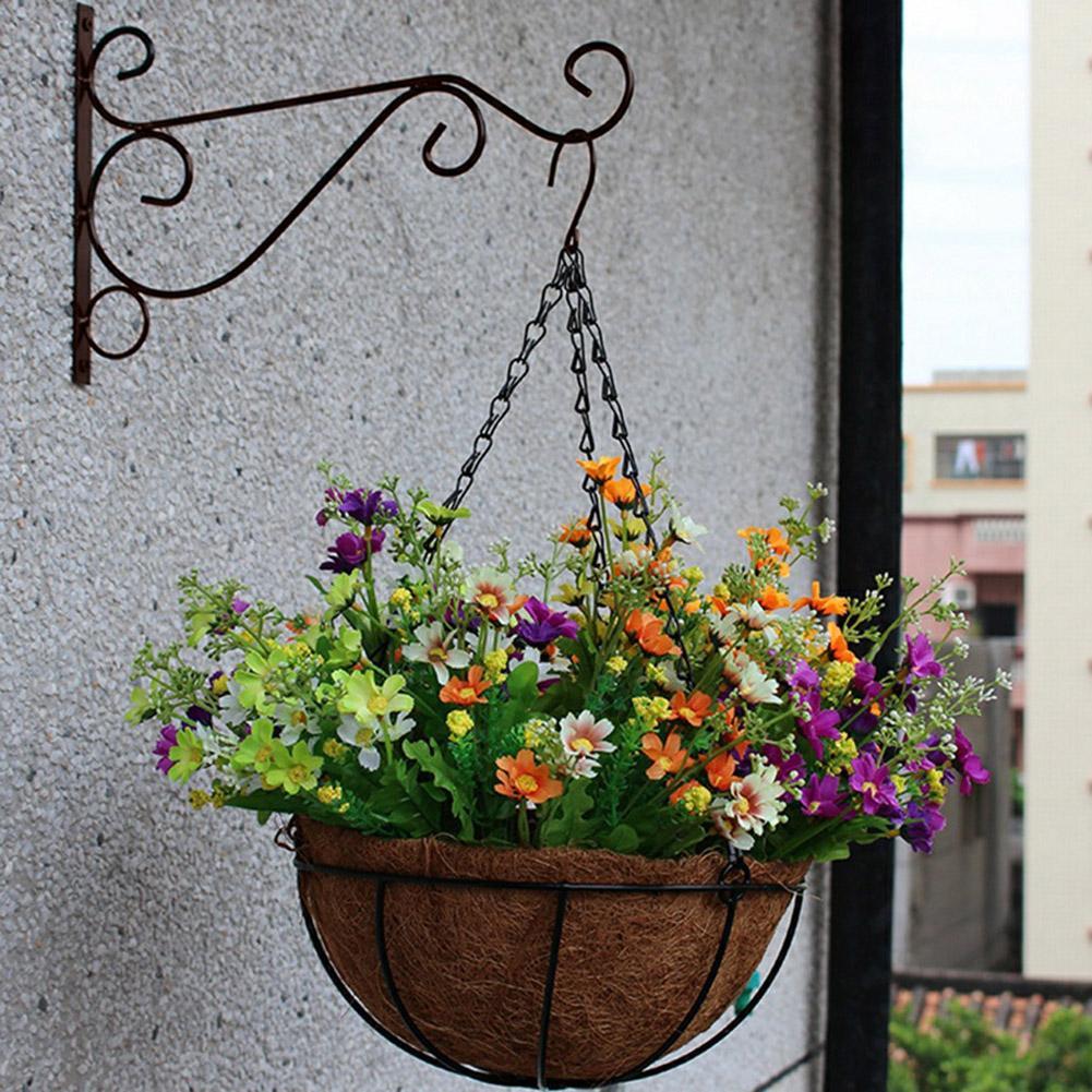 European Style Balcony Flower Pot Wrought Iron Hook Hanging Basket Plant Bracket