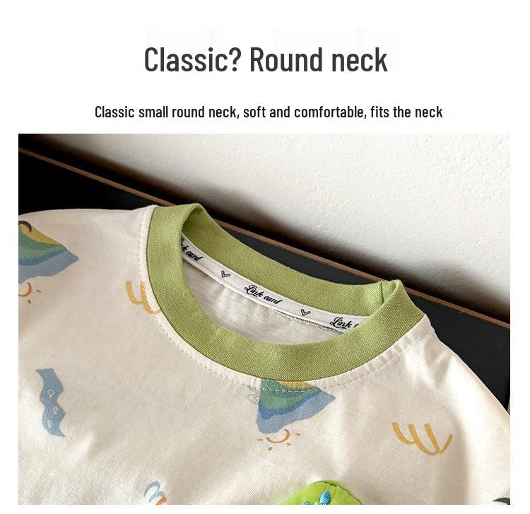 2026 Cute Cartoon Stripe Two-Piece Set: Short Sleeve T-shirt & Shorts for Small/Medium Children - Antibacterial, Class A.