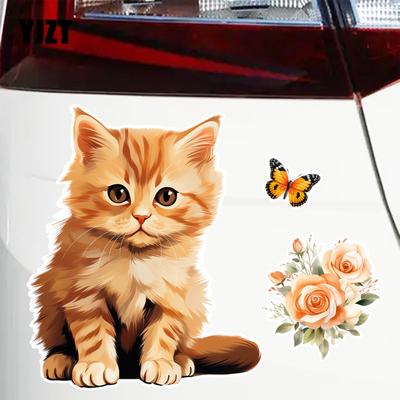 Watercolor Cat Butterfly Car Stickers Cartoon Auto Window Bumper Body Styling Funny Decoration Scratch Cover Waterproof Decals