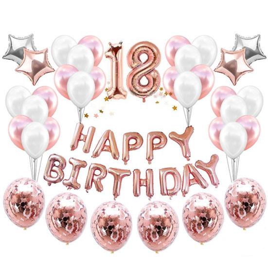 Happy Birthday Number Star Balloons Confettis Set Home Restaurant Party Decor