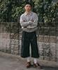 XERO Herringbone Oversized Cropped Denim Pants [Black]