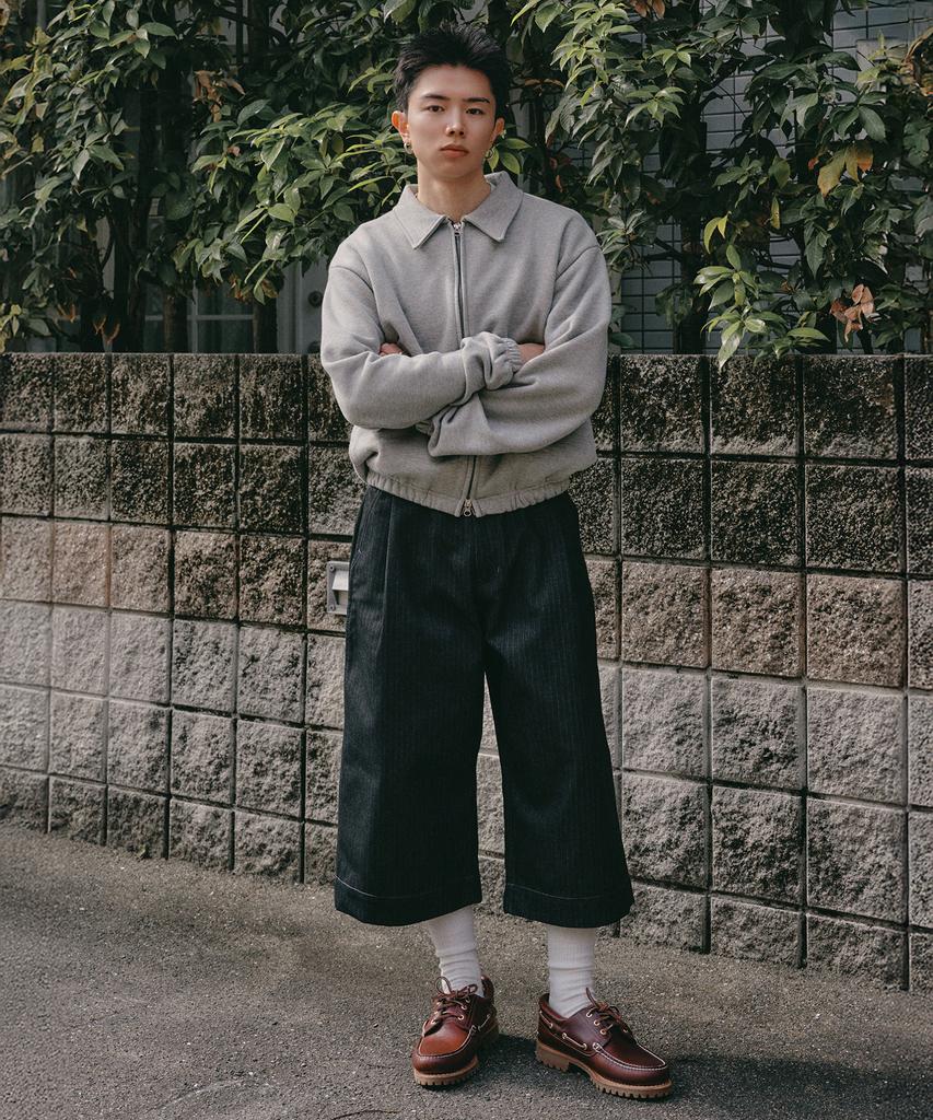 XERO Herringbone Oversized Cropped Denim Pants [Black]