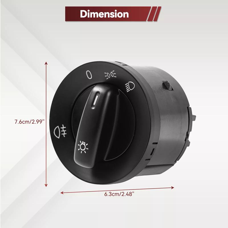 Headlight Control Switch Fog Light Knob For Volkswagen VW Golf MK5 MK6 Passat B6 Jetta 5 6 Tiguan Touran Caddy Eos 1K0941431BB Pushbutton Switches 3
