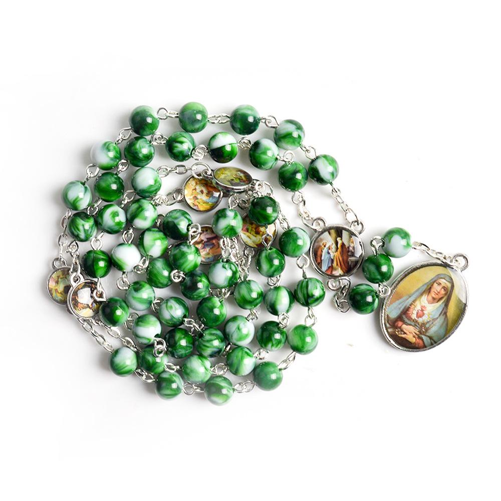 1PC Seven Sorrows of Mary Rosary Chaplet Acrylic Beads Catholic Jewelry Necklace for Women Men