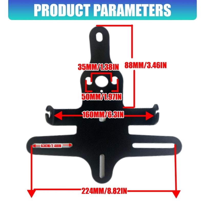 Tail Section Motorcycle Plate Bracket Rear Mount, License Plate Bracket with Slotted Holes and Plate Light Set for 250SR 450NK Rear Installation
