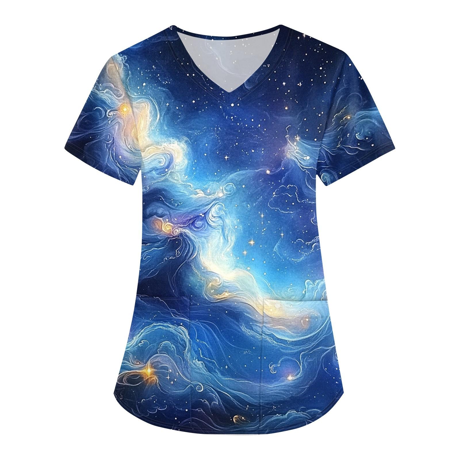 

Женская печатная униформа рабочая униформа с V-образным вырезом и карманами защитная униформа защитная униформа M синий