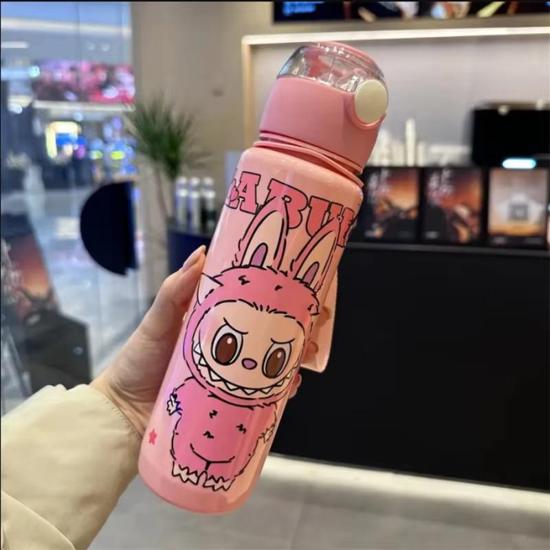 BPA-Free Visually Appealing Cartoon Water Bottle with Straw - Leak-Proof, Portable for Outdoor Sports, Fitness, Travel
