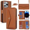 Crossbody Kartenfach Leder Geldbörse Hülle Für iPhone 15 Pro Max 14 Plus 13 12 11 Geldbörse Tasche Beutel Langes Lanyard Beutel Buchhülle