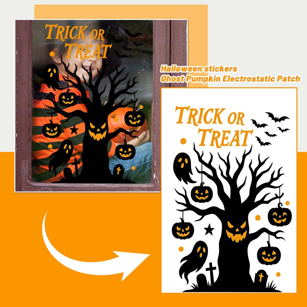 Halloween Stickers Pumpkin Static Stickers Shopping Mall Window Scene Layout Creative Halloween
