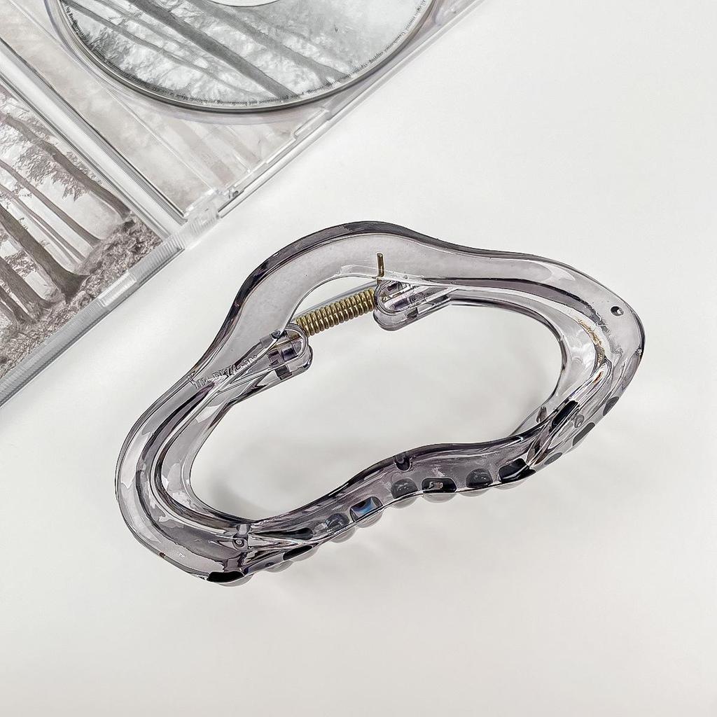 Transparent Gray Large Claw Clip - High-End Korean Hair Accessory for Women's Updos