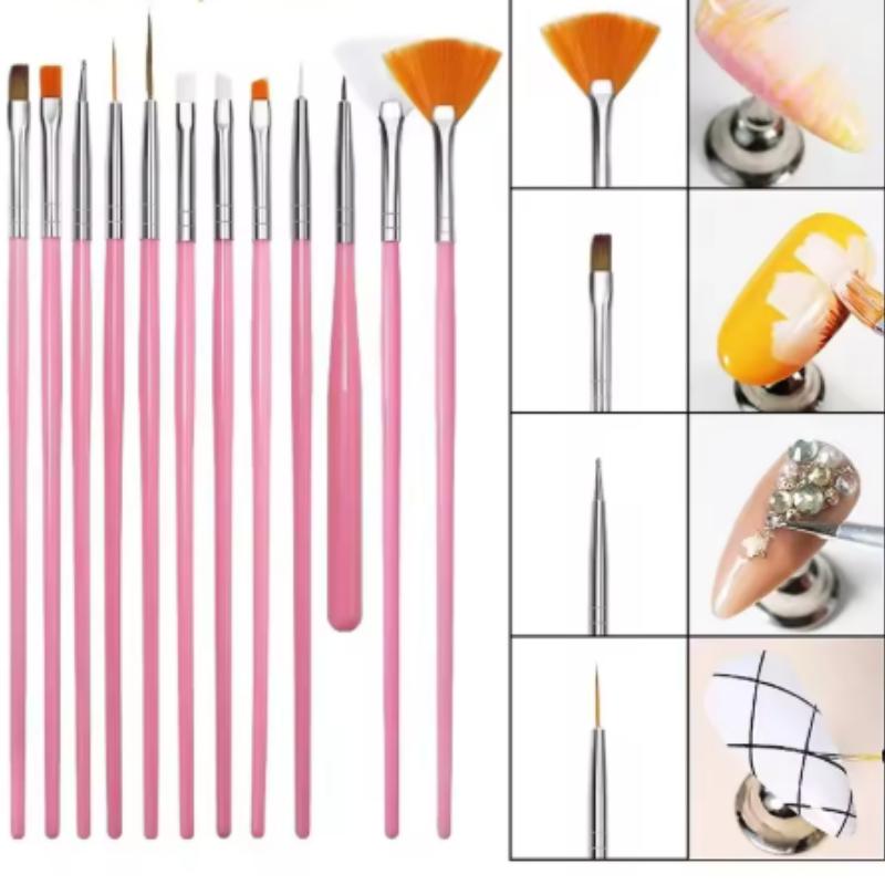 15pcs Professional Nail Art Brush Set Design Tip Acrylic UV Gel Lines Painting Drawing Carving Dotting Pen DIY Manicure Tool