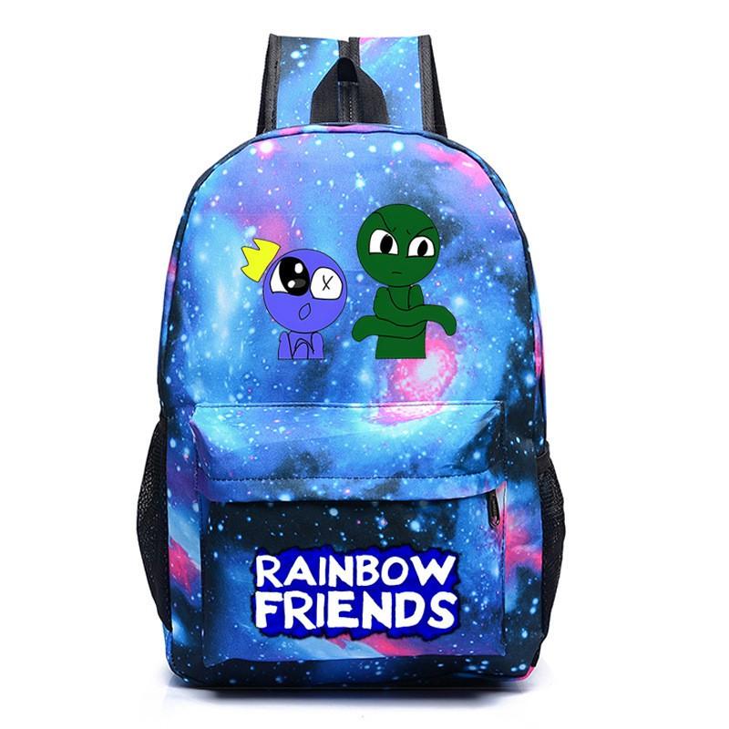 Rainbow Friends Cartoon School Backpack Kids Boys Girls Lightweight Oxford Fabric Bookbag With Ergonomic Shoulder Straps