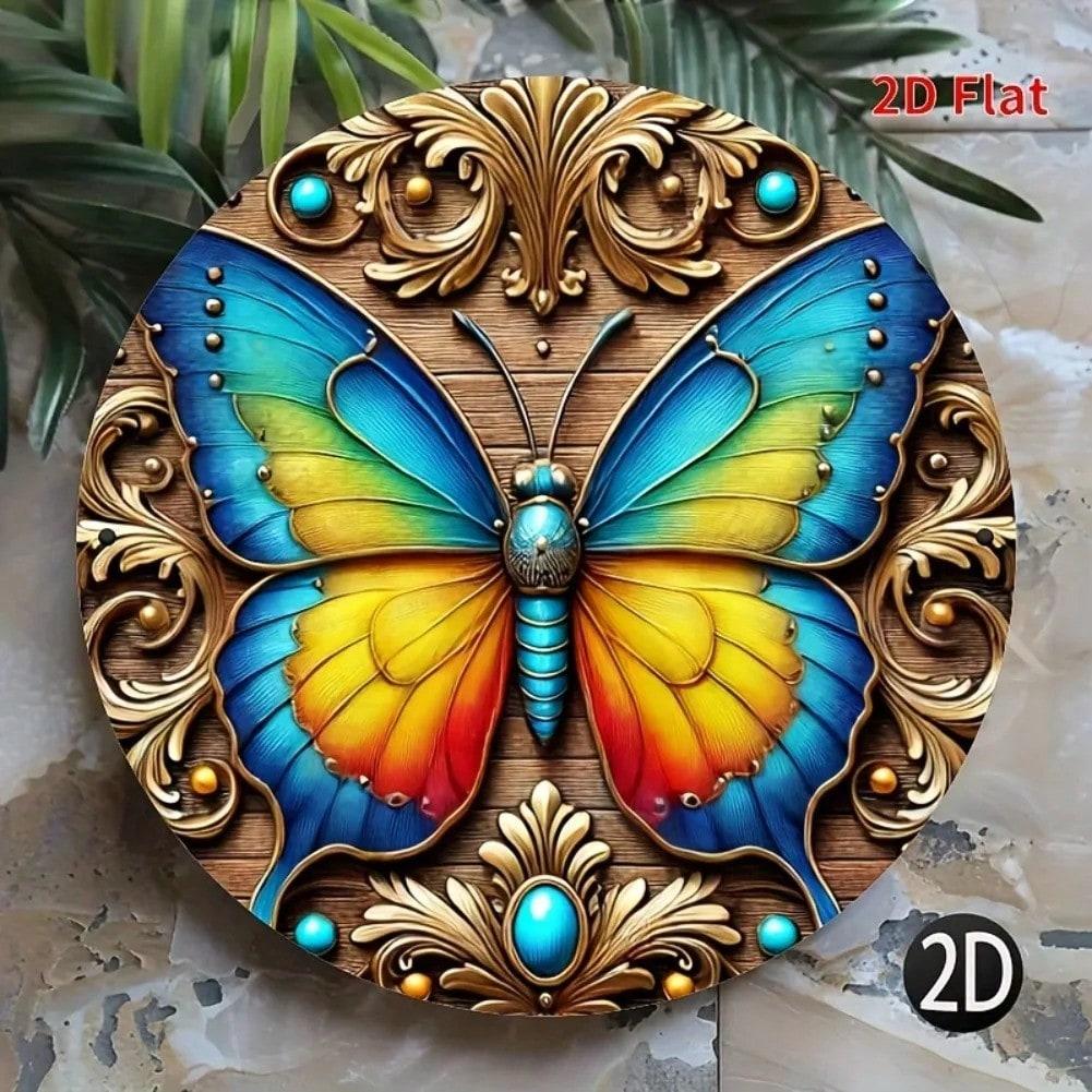 Metal Tin Sign Vintage Butterfly Wall Art Home Bar Decor 20x20