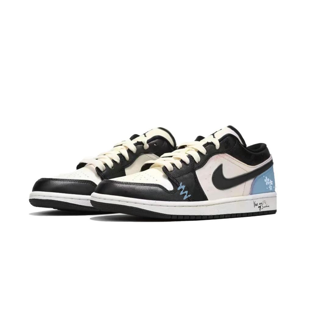 Jordan Air Jordan 1 Cushioning Low top Vintage Basketball Shoes Men's Black 553558-132(Team330-)