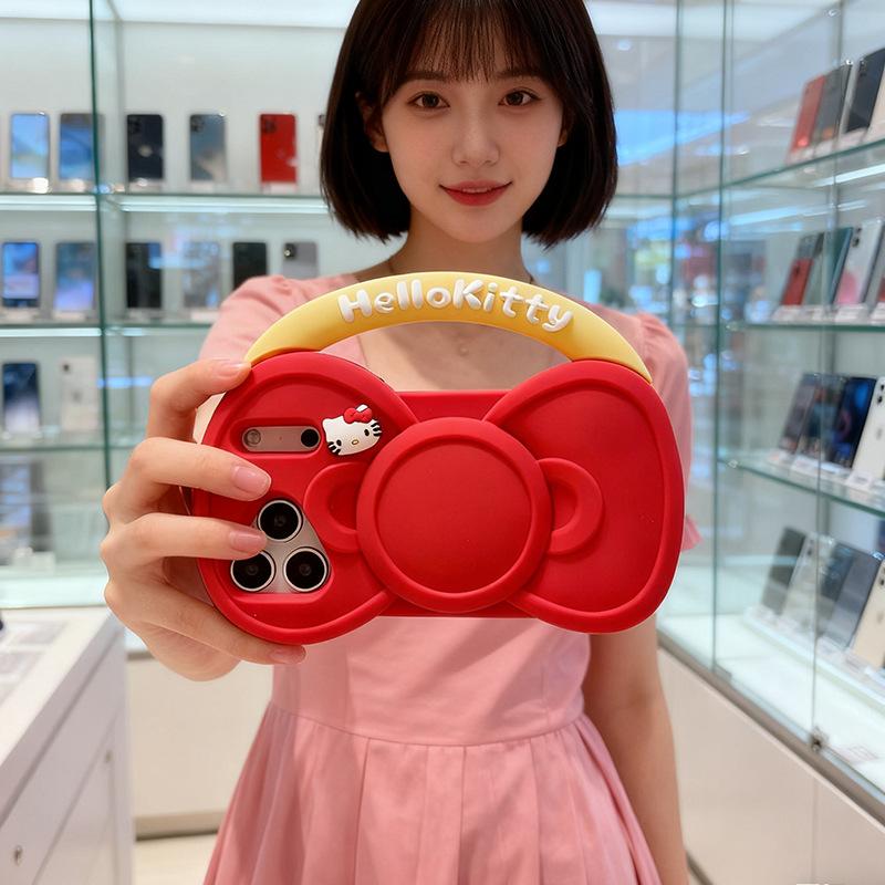 Apple 17/16Promax cartoon bow KT cat silicone cute phone case iPhone15/14PM iPhone13