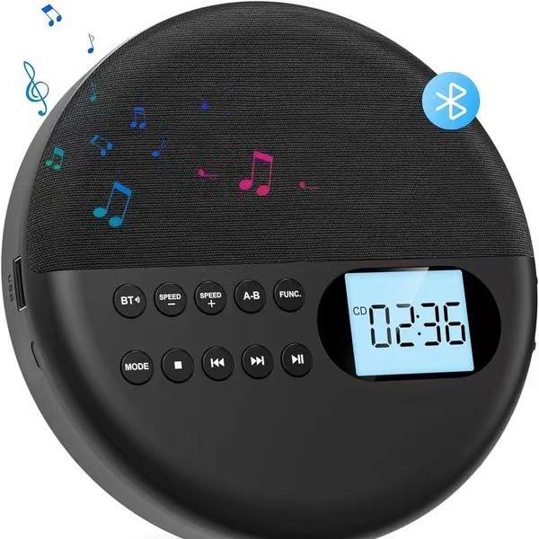 Bluetooth CD-Player mit Dual-Stereo-Lautsprechern, Anti-Schock und USB-Wiederholfunktion