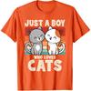 Just A Boy Who Loves Cats Funny Cat Lover Kitten Boys Kids T-Shirt