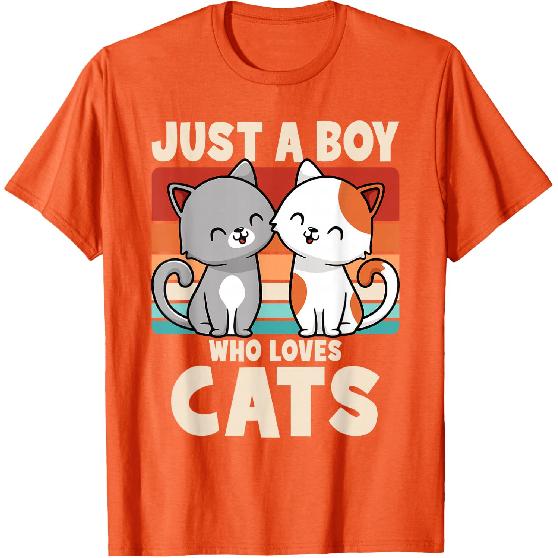 Just A Boy Who Loves Cats Funny Cat Lover Kitten Boys Kids T-Shirt