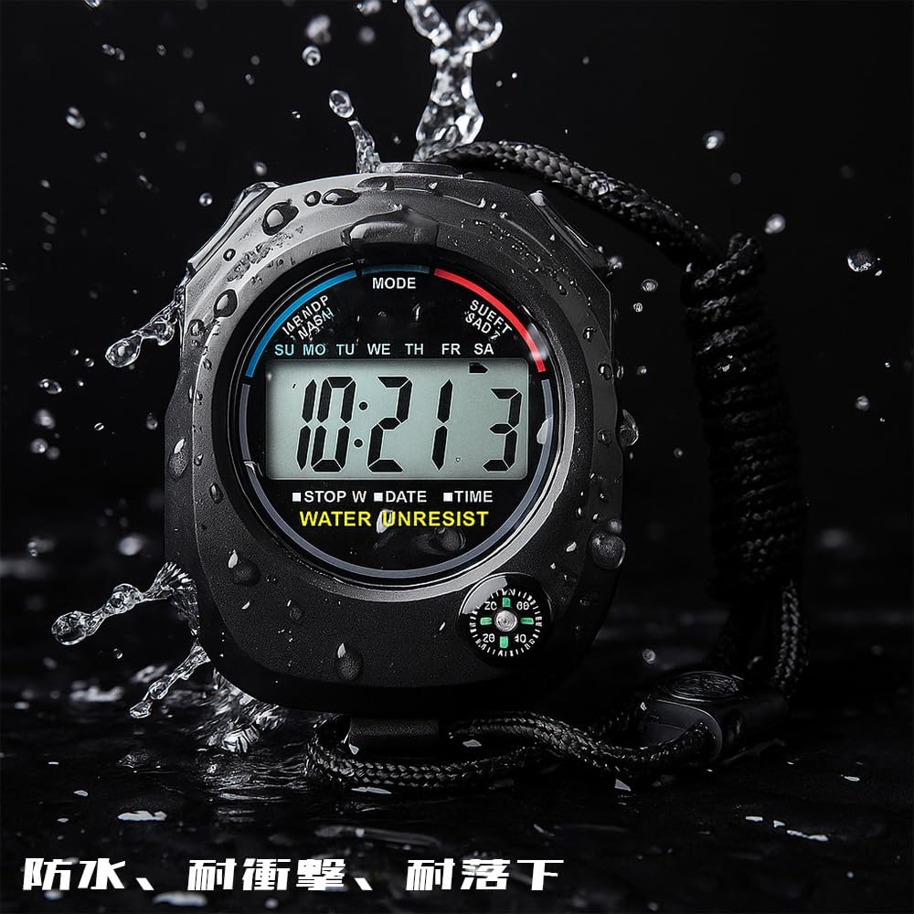 FUGSHIYI Stopwatch Sports Digital Stopwatch, 0.01 Second Measurement Watch Timer, High Accuracy T...