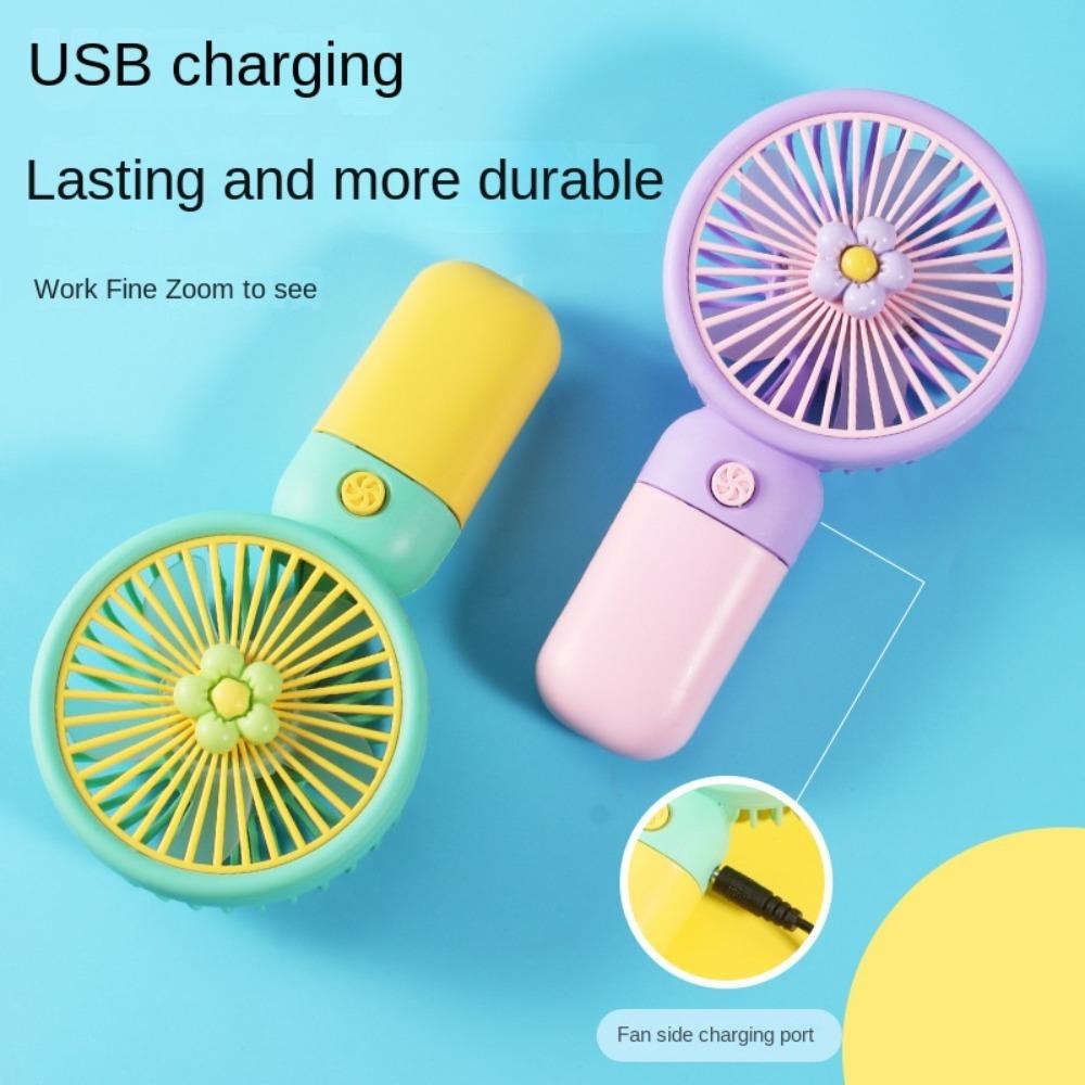 Plastic USB Charging Fan Handheld Desktop Fan Cartoon Mini Portable Fan Cooling