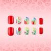 Short European Bright Surface Strawberry Fruit Nail Art - Fresh Contrasting Press-On Nails, Set of 24 Detachable Pieces for Spring and Summer