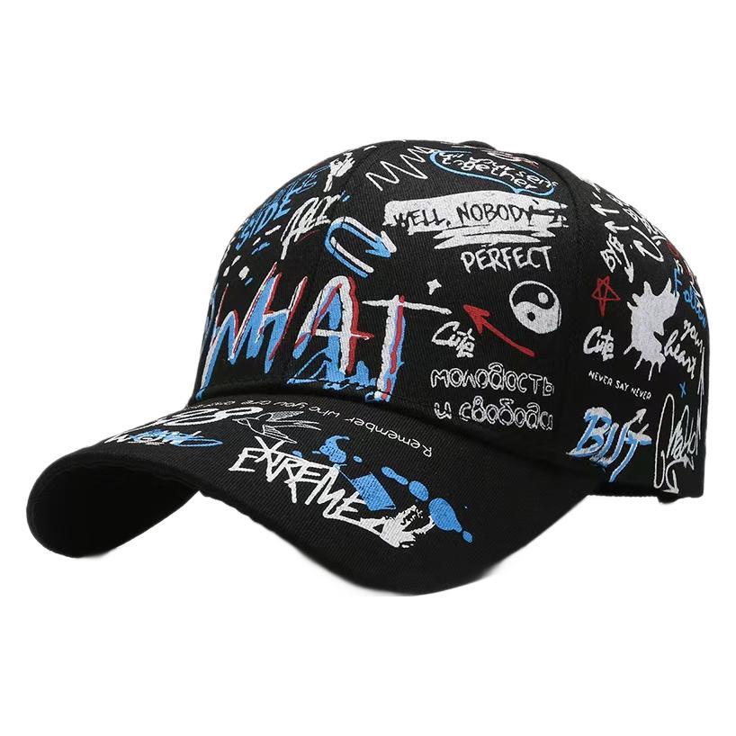 Hats  Spring and Autumn Korean Version Graffiti Letter Printing Breathable Baseball Cap Men's Sun Protection Visor Outdoor Cap