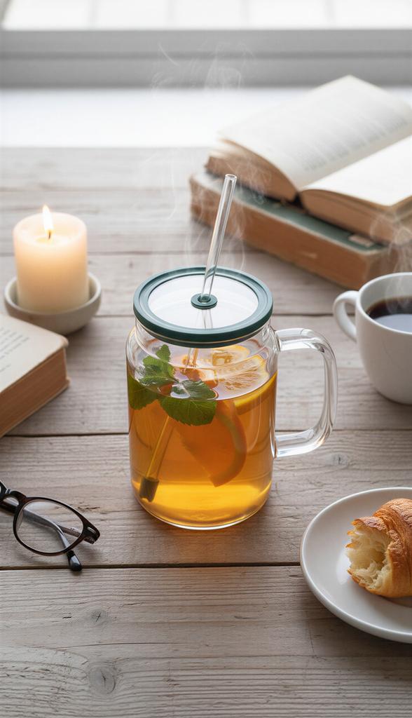 Tazza in Bottiglia di Vetro Grande 1.5L Trasparente Con Tappo E Cannuccia Grande in Vetro
