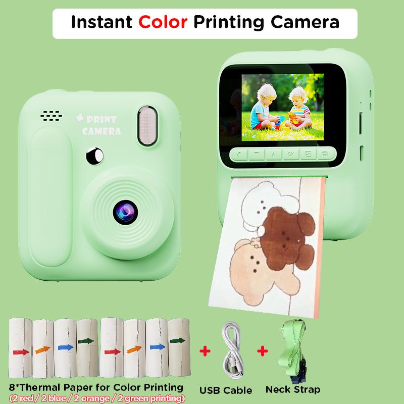 Kids Instant Color Printing Camera 1080P Colorful Po Thermal Print Toys Camera Video Games Music Children Boys Girls Gifts