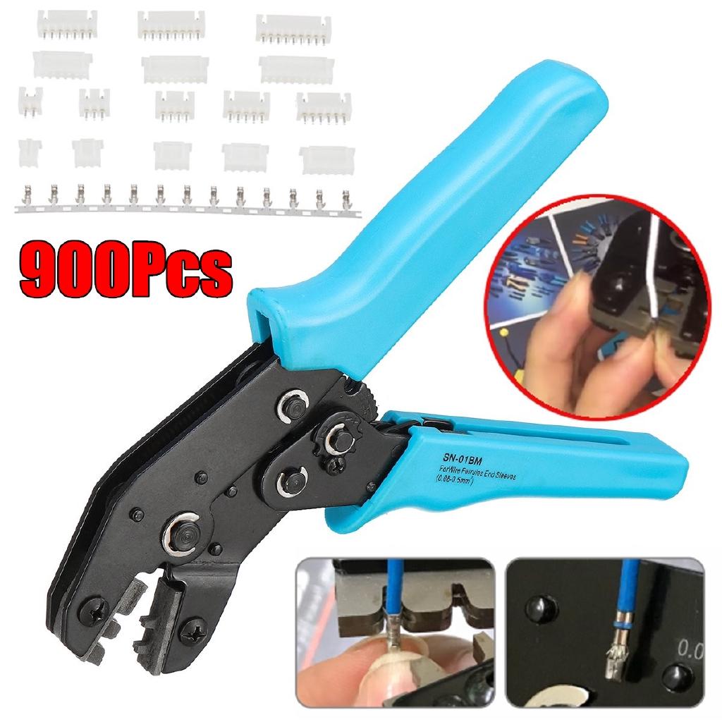

900Pcs JST-XH 2.54mm Connectors Assortment Kit Crimping Tool with Hand Ferrule Crimper Plier Crimp Tool Set Kit