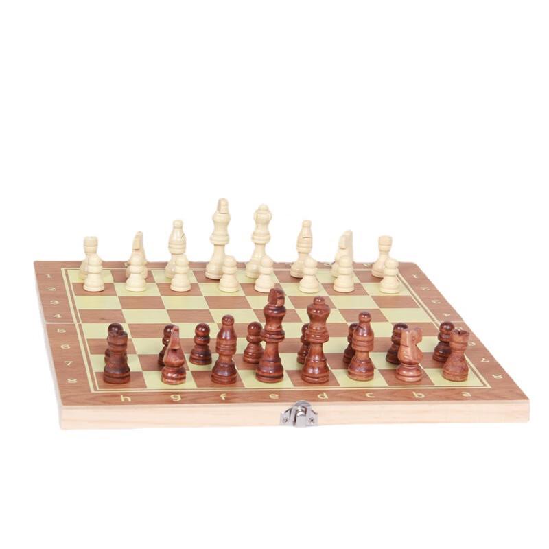 Brangdy 3-in-1 Wooden Non-Magnetic Chess & Board Game Set