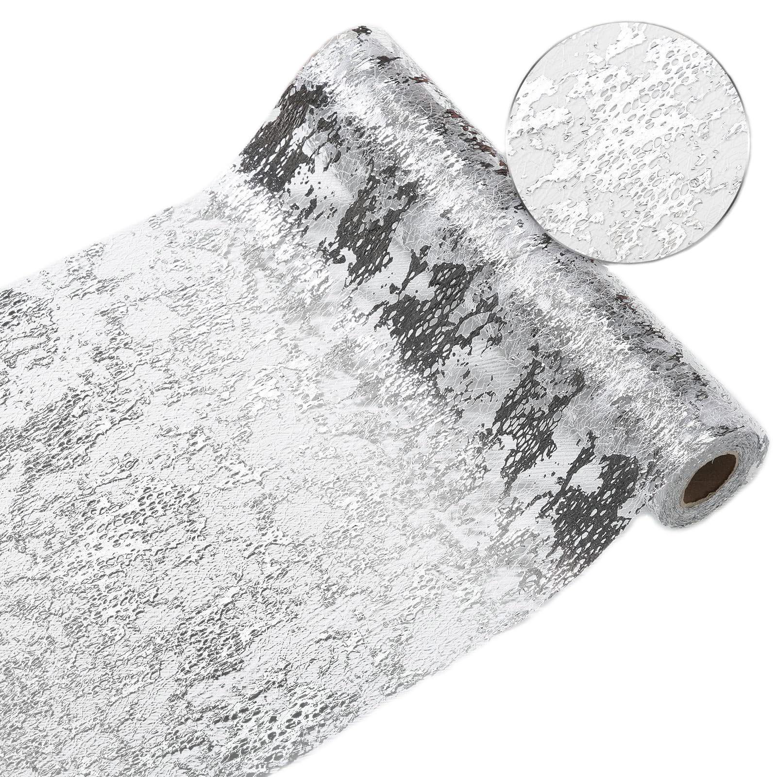 

Эксклюзивная скатерть-дорожка и подставка под тарелку из фольги горячего тиснения с нерегулярной текстурой для свадебного декора и упаковки подарков 28*275 cm серебряный