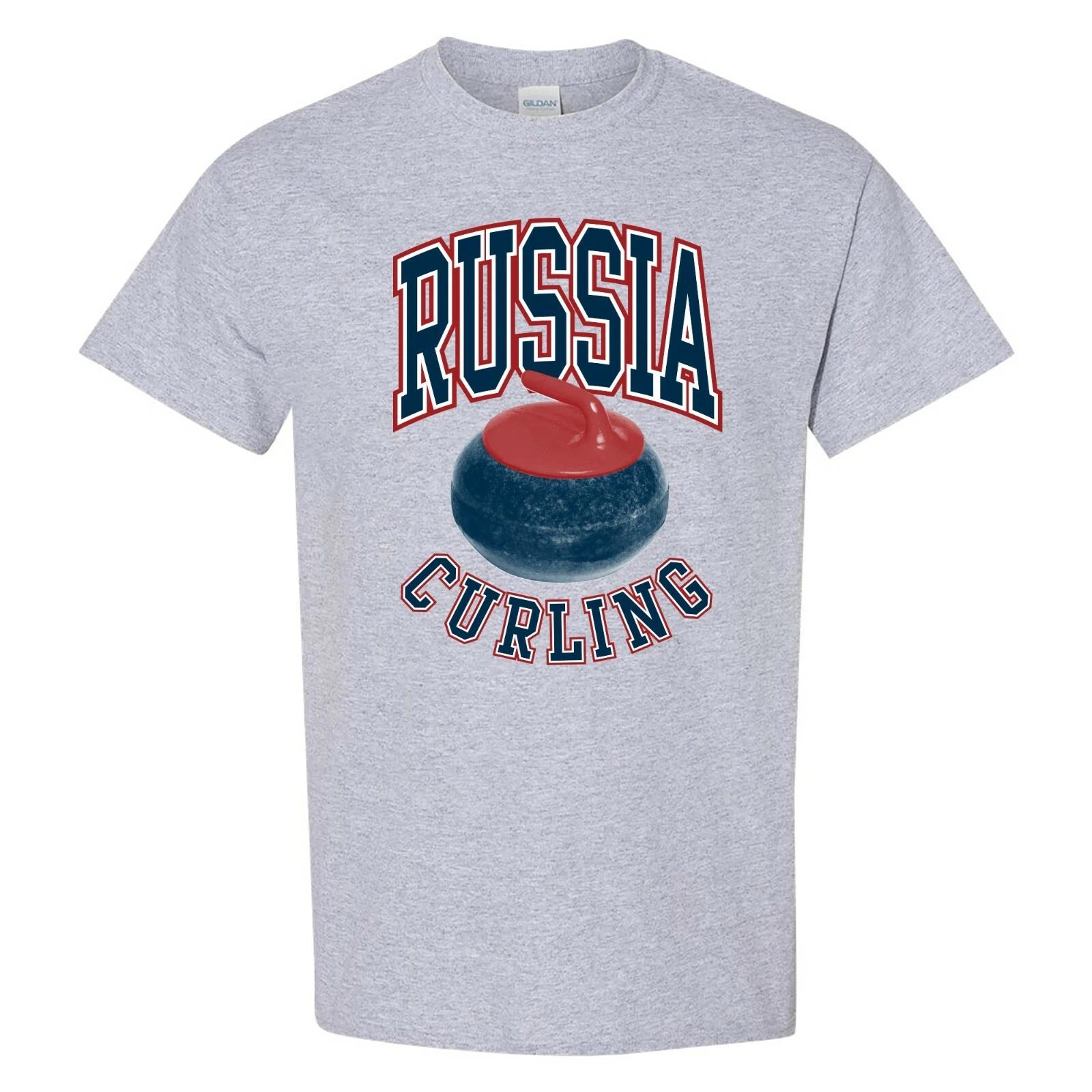 Russia Curling Winter Sports Games T Shirt - Sport Grey 4XL