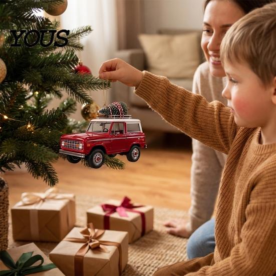 Unique Ornament for Christmas Tree Car Hanging Ornament, Acrylic Flat Print Pendant Elegant Decoration Rearview Mirror, Festive Holiday Decoration,