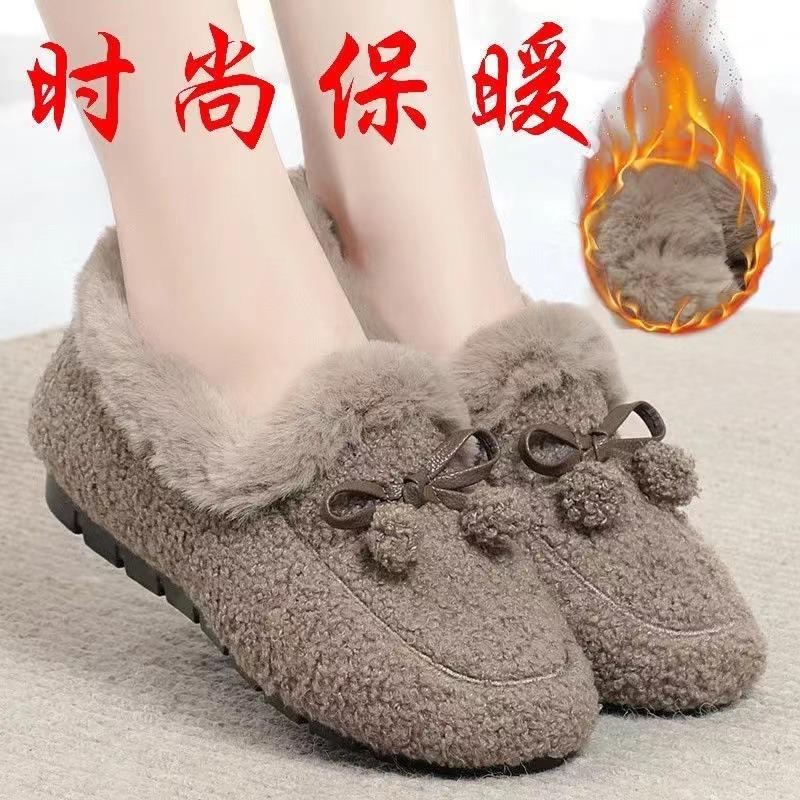 Winter warm cotton slippers women's indoor flat-bottomed warm bag heel cotton shoes soft-soled Mao Mao confinement home Doudou shoes