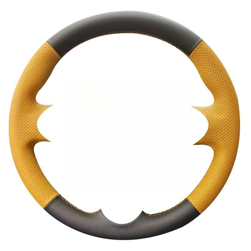 For Mitsubishi Outlander ASX L200 Mirage 2013-2016 Hand-stitched black  Leather Non-slip Car steering Wheel Cover