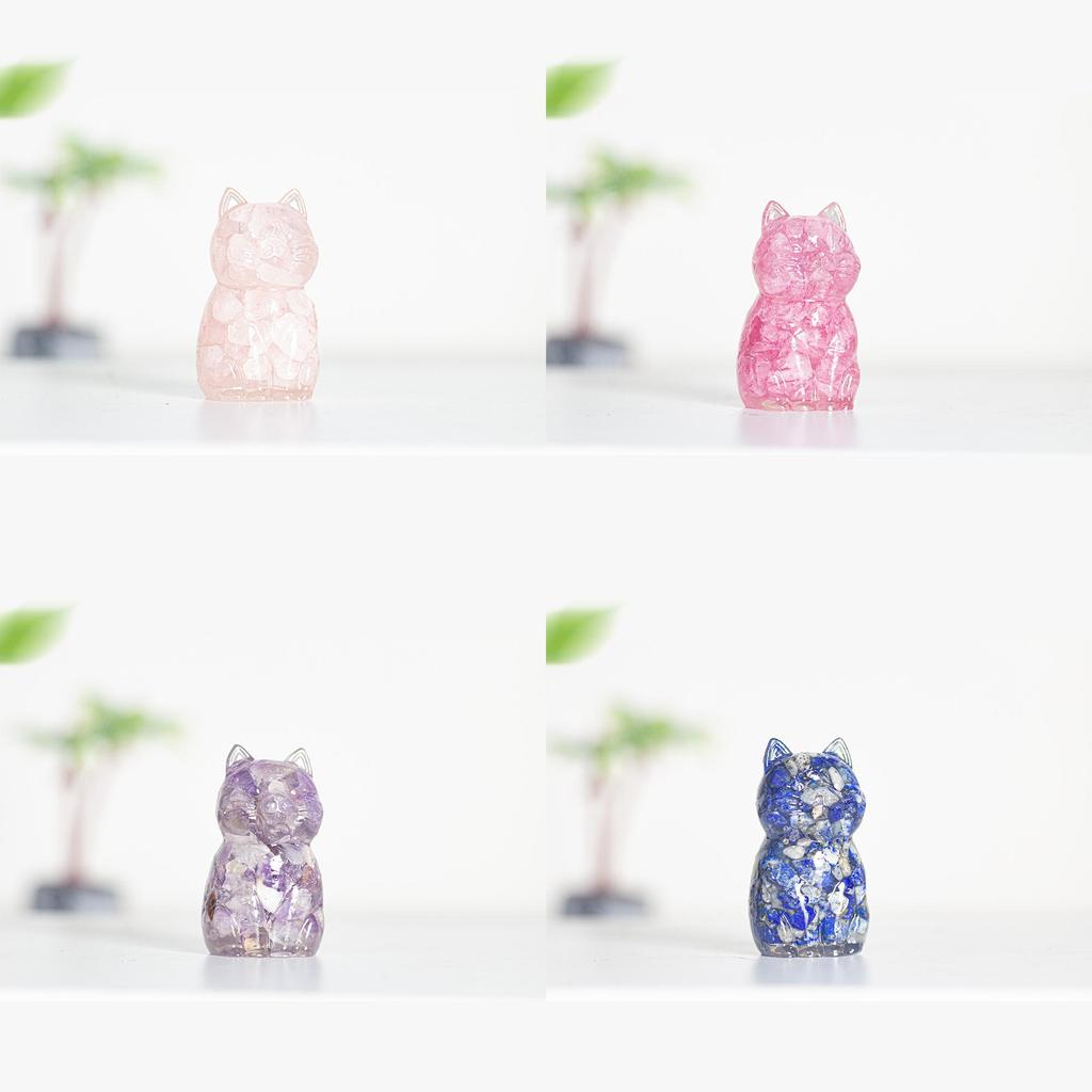 Resin Crystal Cat Figurine With Handmade Resin Art For Home Decor And Gift Giving