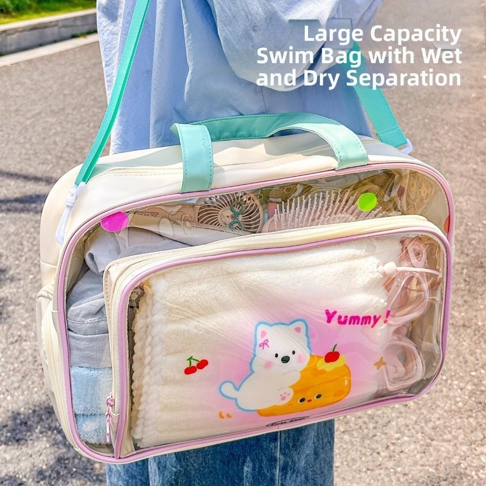Wet Dry Separation Swim Handbag Shoe Compartment Travel Beach Bag Girls Toiletry Bag Outdoor Use