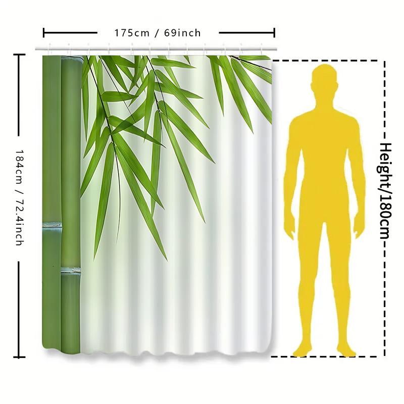 Elegant Bamboo Leaf Pattern Shower Curtain – Waterproof And Durable Bathroom Decor With Nature-Inspired Design Elevate Space